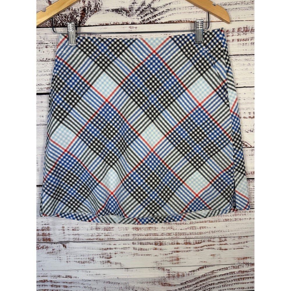 Lady Hagen Plaid Golf Skort Women Size 2 Blue Red Black Athletic Tennis Skirt